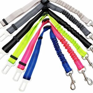 Adjustable Dog Seat Belt Dog Car Seatbelt Harness Leads Elastic Reflective Safety Rope