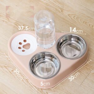 Double Bowl Automatic Drinking Dog Food Bowl