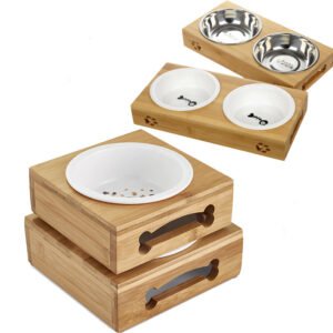 The dog bowl single double bamboo ceramic bowl