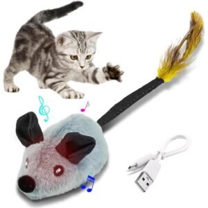 Interactive Cat Toys Mouse With LED Lights ForIndoor Cats USB Rechargeable