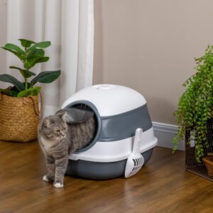dome-covered-cat-litter-box-with-lid-white-and-gray