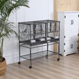 divided-bird-cage-with-rolling-stand-and-removable-metal-tray