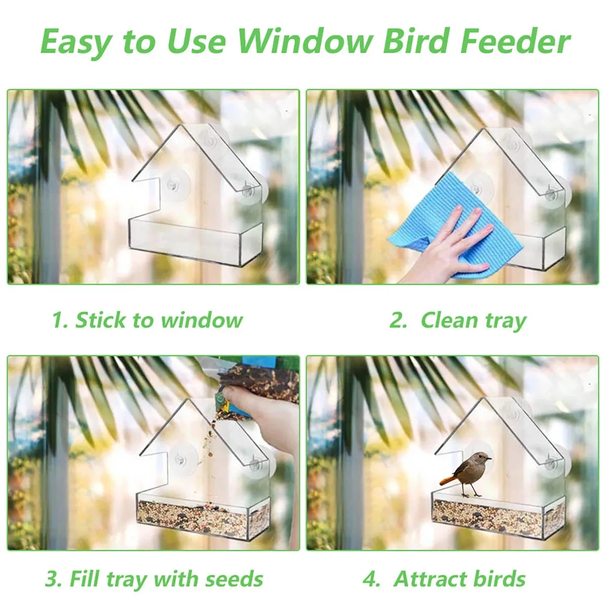 House Transparent Window Wild Bird Feeder - Image 6