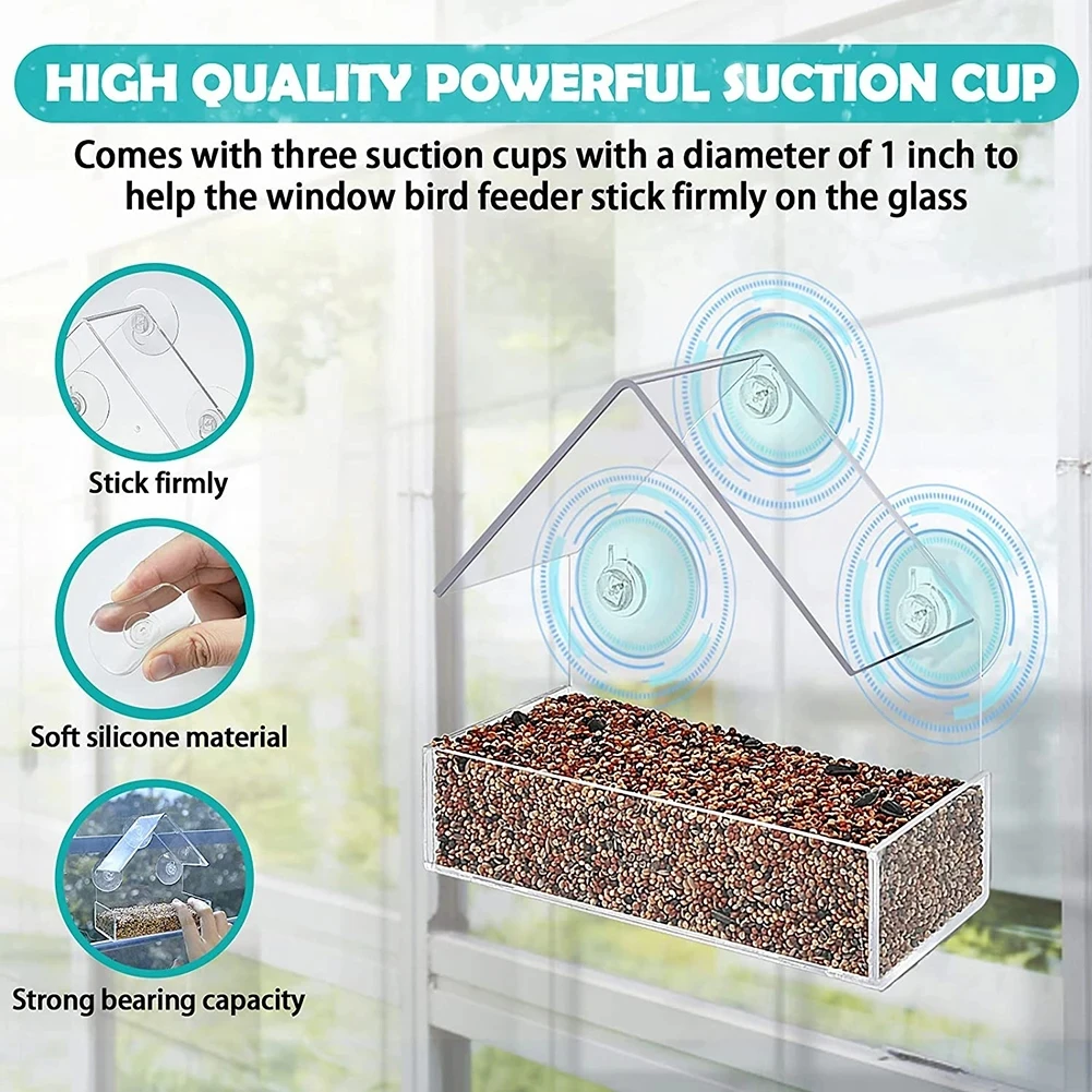House Transparent Window Wild Bird Feeder - Image 3