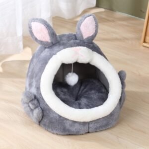 bejirog-pink-screaming-rabbit-cat-nest-autumn-and-winter-semi-closed-cat-house